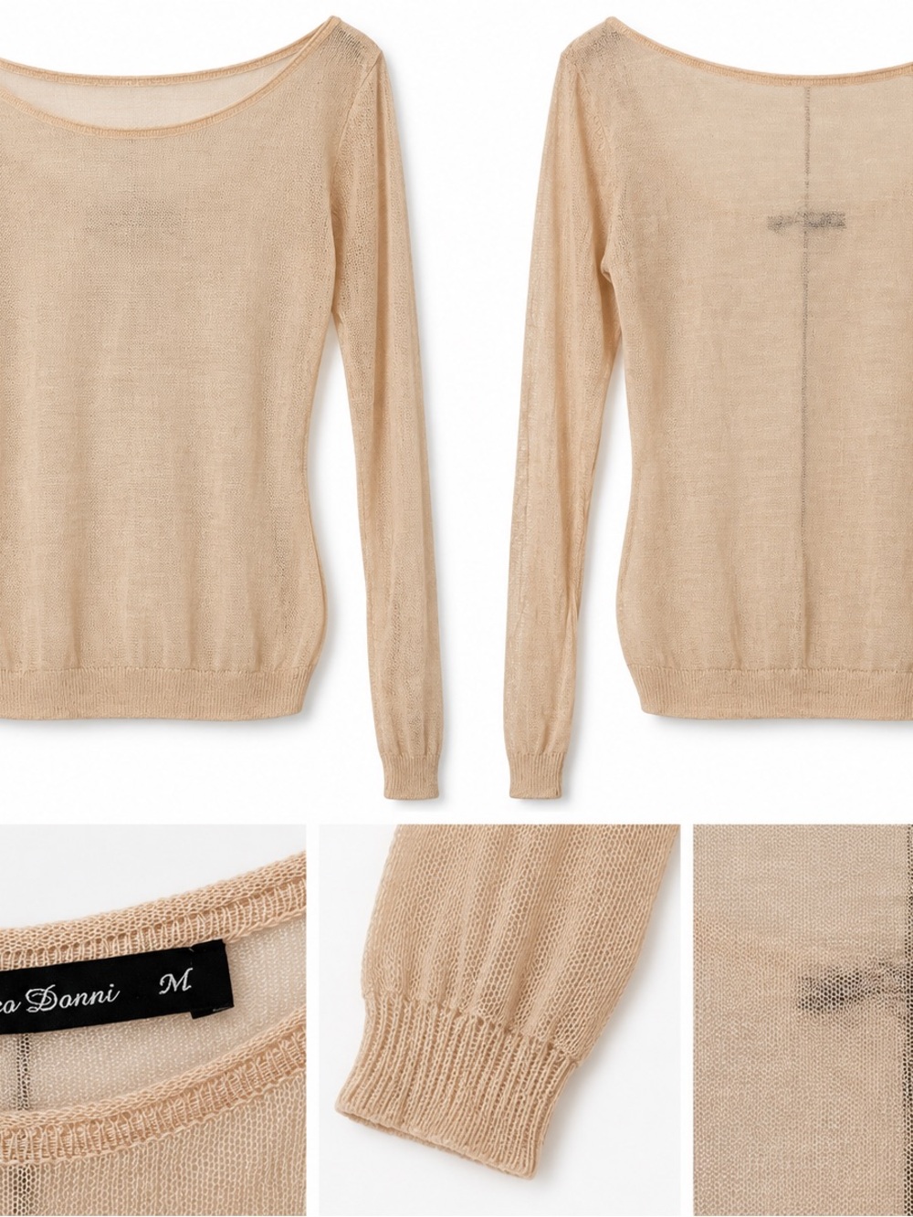 Women’s Lightweight Scoop-Neck Sweater in Beige